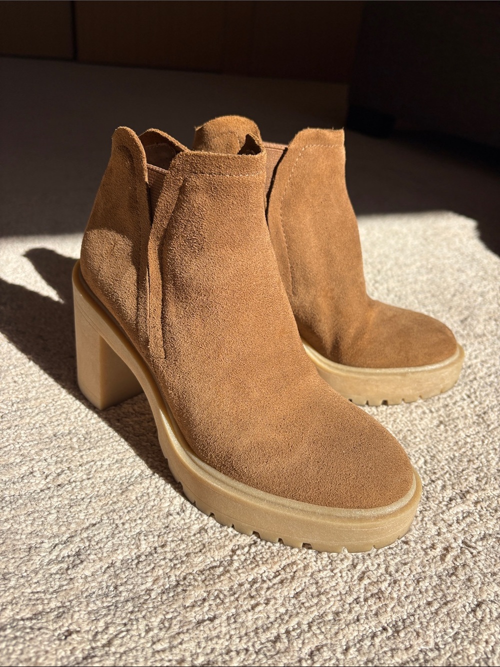 Dolce Vita Tan Waterproof Suede Ankle Boots